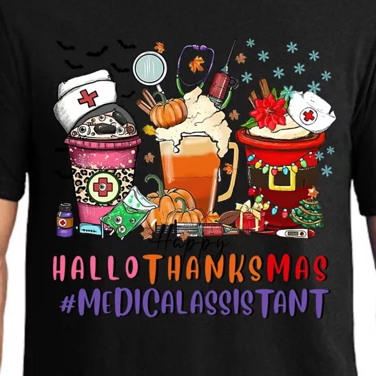 Medical Assistant Happy Hallothanksmas Nurse Coffee Cute Gift Pajama Set