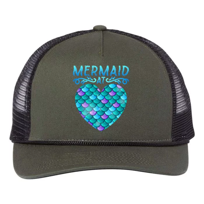 Mermaid At Heart Ocean Fish Tail Deep Sea Mermaid Shells Retro Rope Trucker Hat Cap