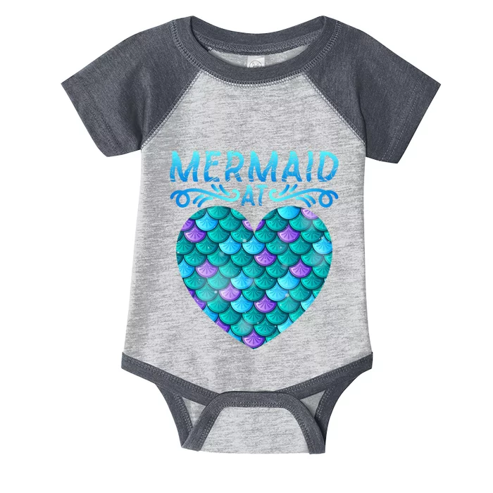 Mermaid At Heart Ocean Fish Tail Deep Sea Mermaid Shells Infant Baby Jersey Bodysuit