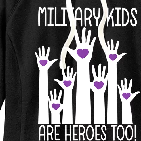 Military Are Heroes Too! Purple Up Military Child Month Women's Fleece Hoodie