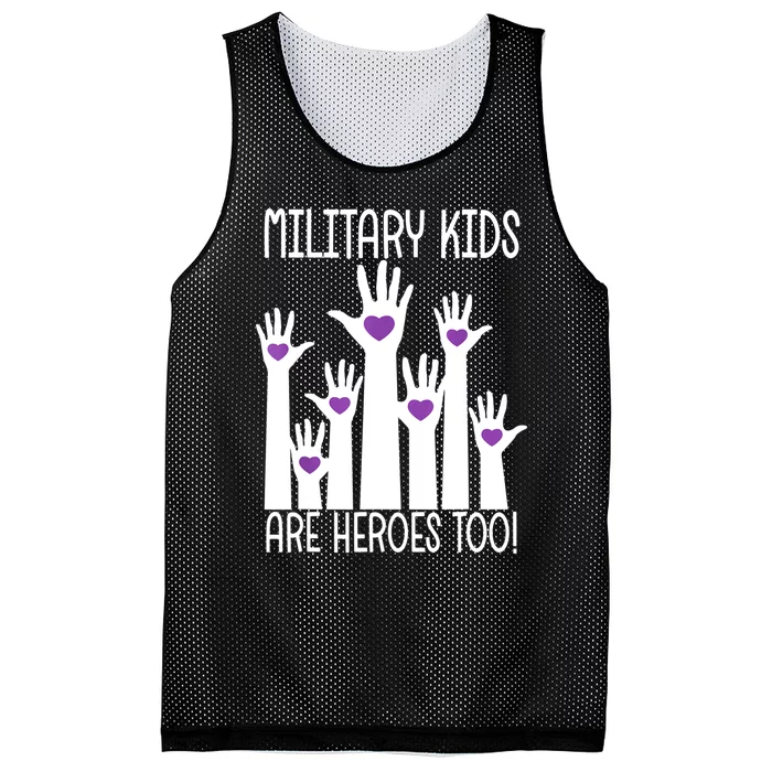 Military Are Heroes Too! Purple Up Military Child Month Mesh Reversible Basketball Jersey Tank