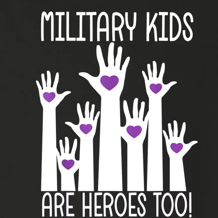 Military Are Heroes Too! Purple Up Military Child Month Toddler Long Sleeve Shirt