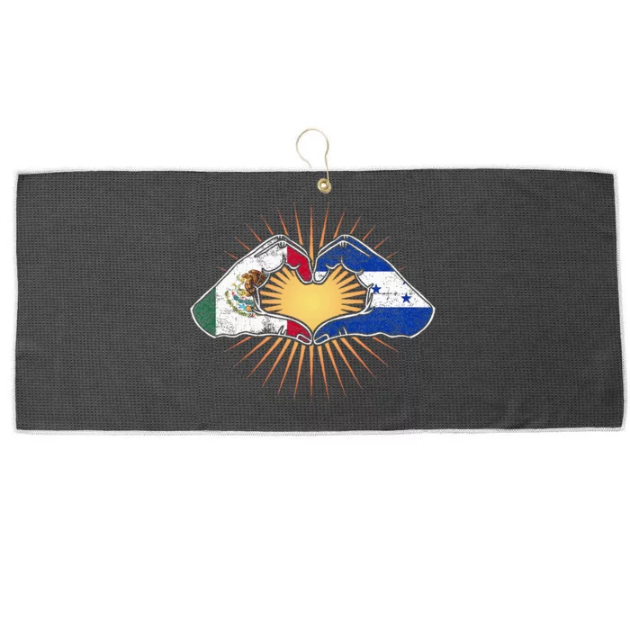 Mexico And Honduras. Heart Hands Large Microfiber Waffle Golf Towel