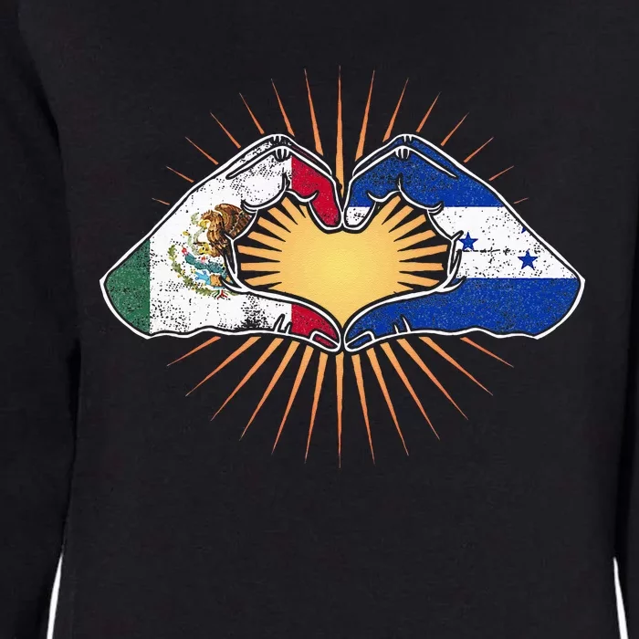 Mexico And Honduras. Heart Hands Womens California Wash Sweatshirt