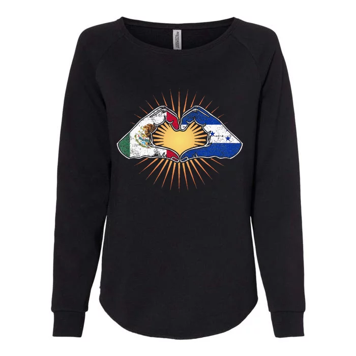 Mexico And Honduras. Heart Hands Womens California Wash Sweatshirt