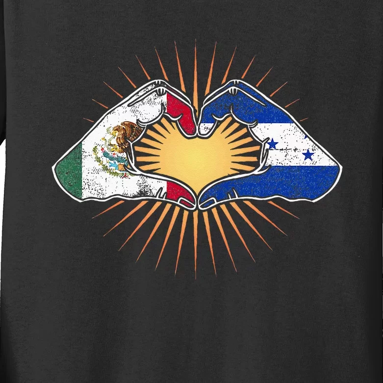 Mexico And Honduras. Heart Hands Kids Long Sleeve Shirt