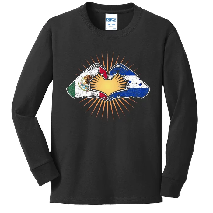 Mexico And Honduras. Heart Hands Kids Long Sleeve Shirt