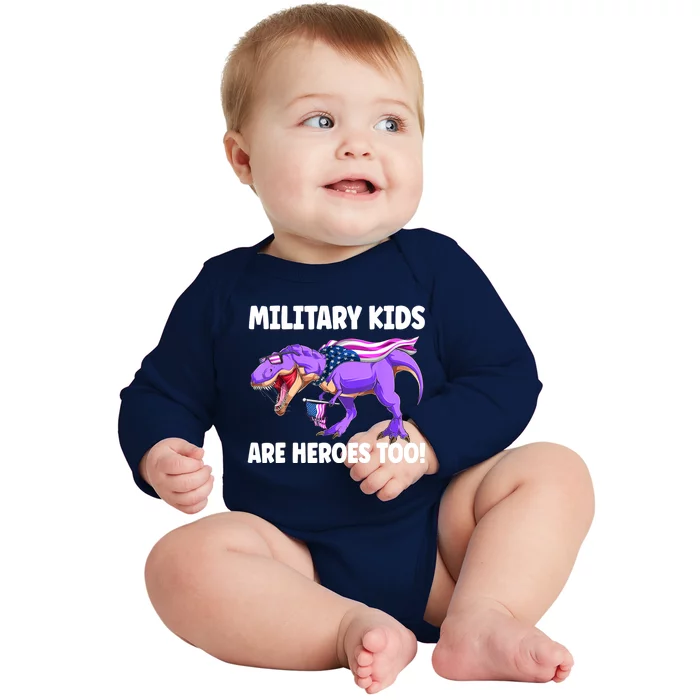 Military Are Heroes Too! Purple Up Military Child Month Baby Long Sleeve Bodysuit