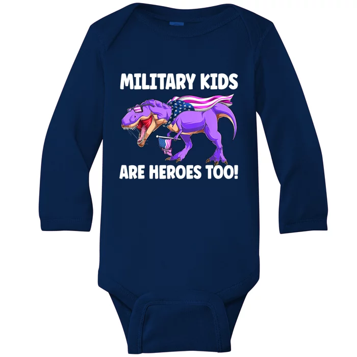 Military Are Heroes Too! Purple Up Military Child Month Baby Long Sleeve Bodysuit