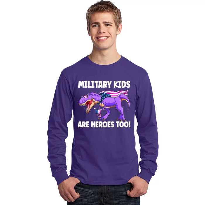 Military Are Heroes Too! Purple Up Military Child Month Long Sleeve Shirt