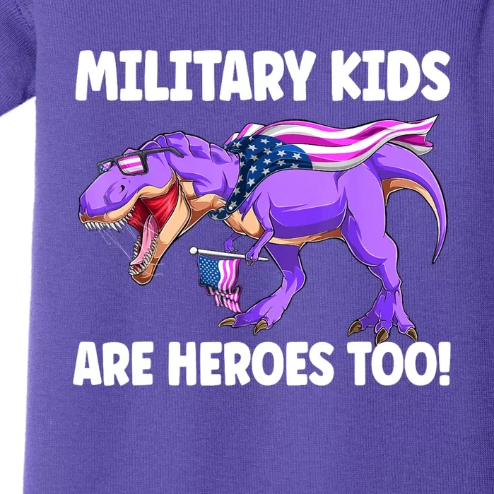 Military Are Heroes Too! Purple Up Military Child Month Baby Bodysuit