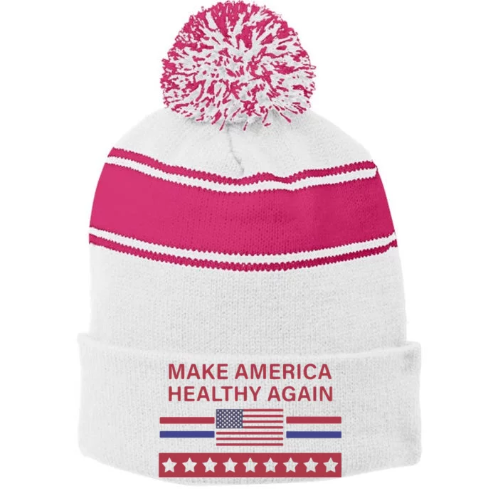 Make America Healthy Again Classic Stripe Pom Pom Beanie