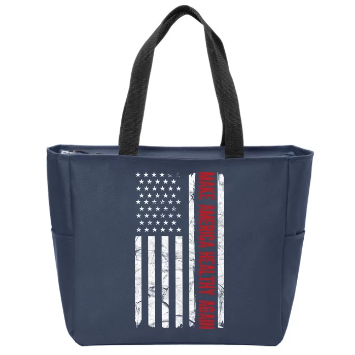 Make America Healthy Again Usa Vintage American Flag Zip Tote Bag