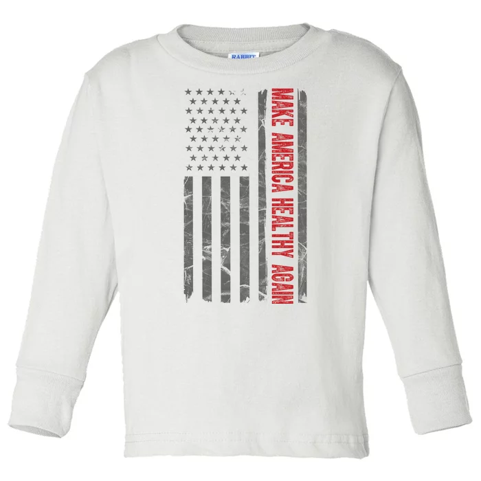 Make America Healthy Again Usa Vintage American Flag Toddler Long Sleeve Shirt