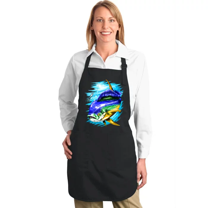 Mahi Mahi Fish Full-Length Apron With Pocket