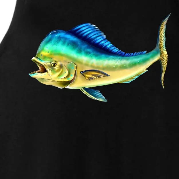 Mahi Mahi Side View Ladies Tri-Blend Wicking Tank