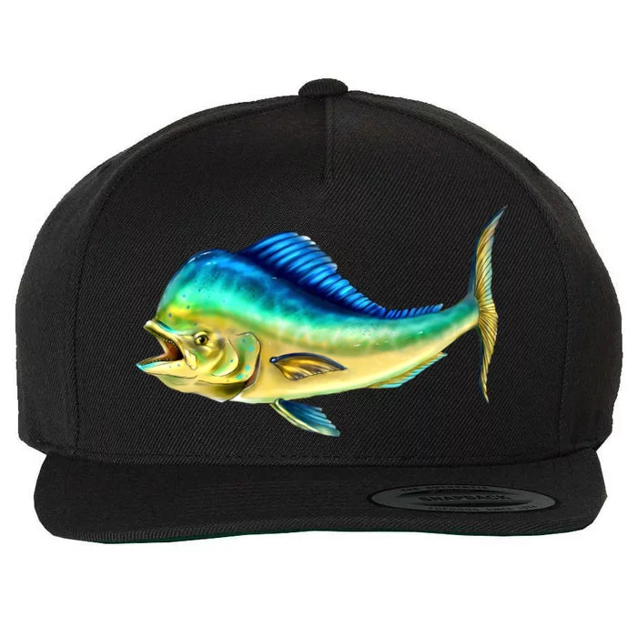 Mahi Mahi Side View Wool Snapback Cap