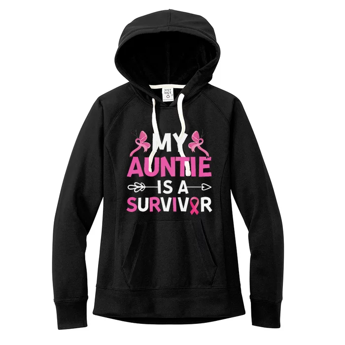 My Auntie Is A Survivor October Breast Cancer Awareness Day Women's Fleece Hoodie