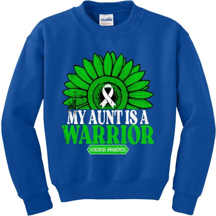 My Aunt Is A Warrior Scoliosis Awareness Great Gift Kids Sweatshirt