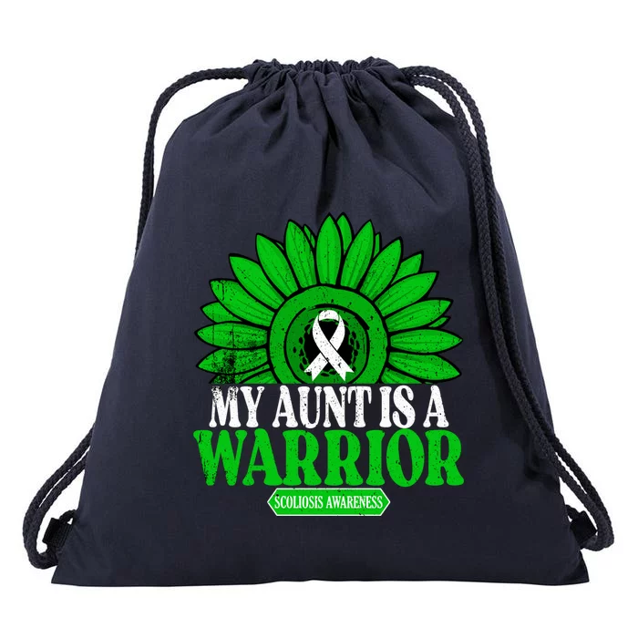 My Aunt Is A Warrior Scoliosis Awareness Great Gift Drawstring Bag