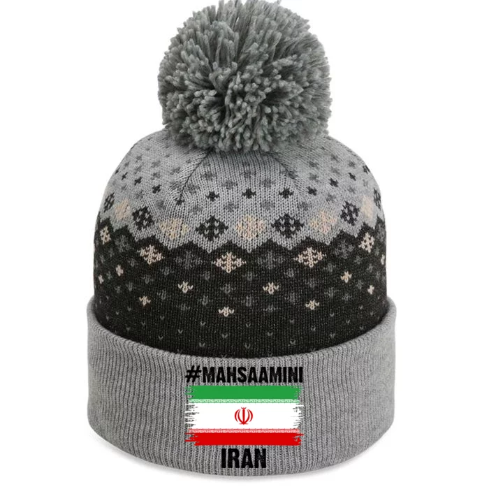 Mahsa Amini Iran Flag Support Womens Rights The Baniff Cuffed Pom Beanie