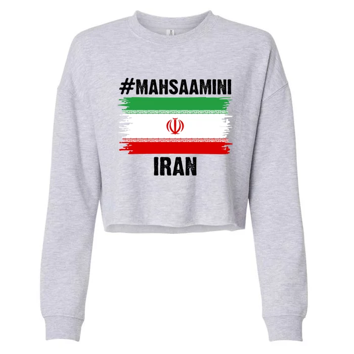 Mahsa Amini Iran Flag Support Womens Rights Cropped Pullover Crew