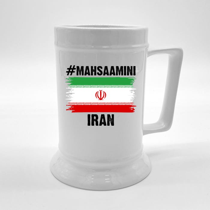 Mahsa Amini Iran Flag Support Womens Rights Front & Back Beer Stein