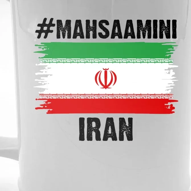 Mahsa Amini Iran Flag Support Womens Rights Front & Back Beer Stein