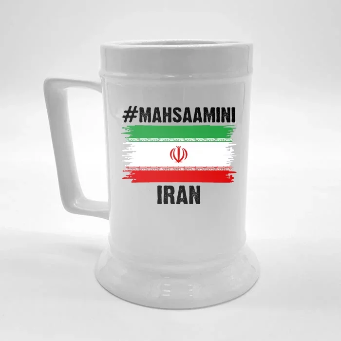 Mahsa Amini Iran Flag Support Womens Rights Front & Back Beer Stein