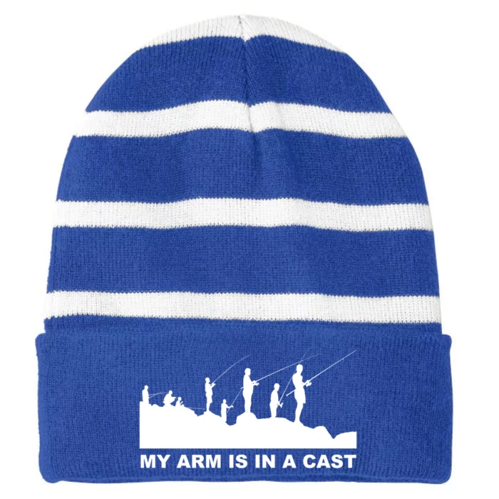 My Arm Is In A Cast Meaningful Gift Striped Beanie with Solid Band