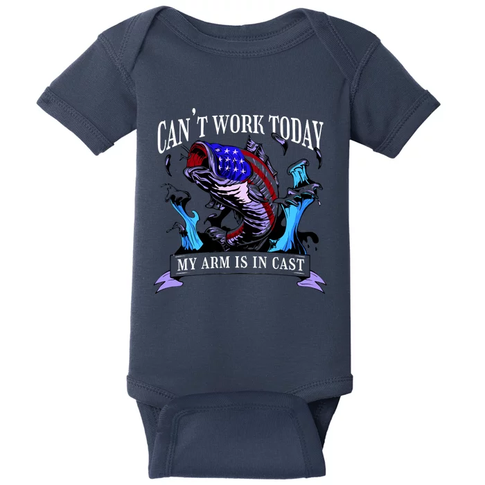 My Arm Is In A Cast Fishing USA Baby Bodysuit