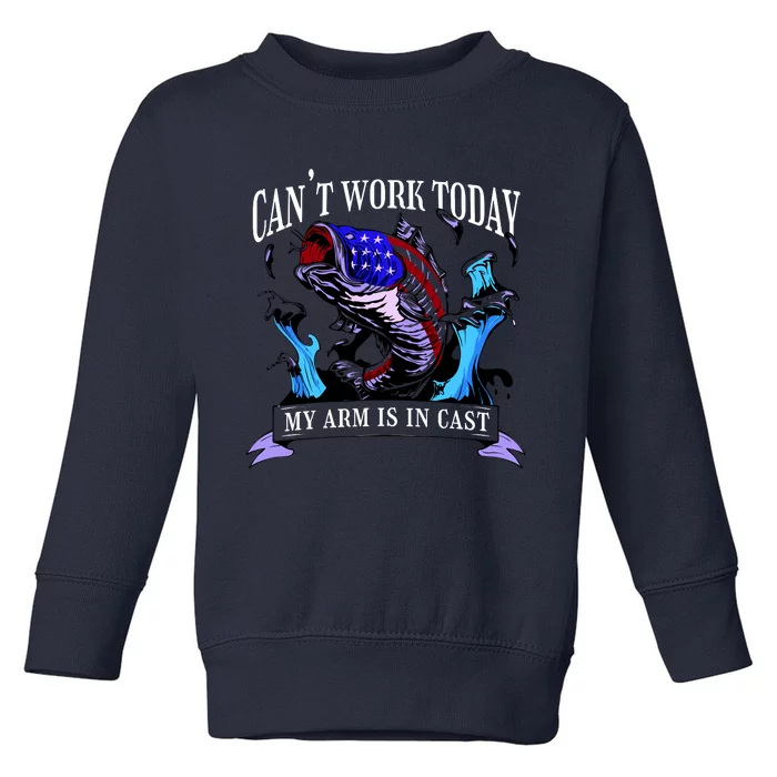 My Arm Is In A Cast Fishing USA Toddler Sweatshirt