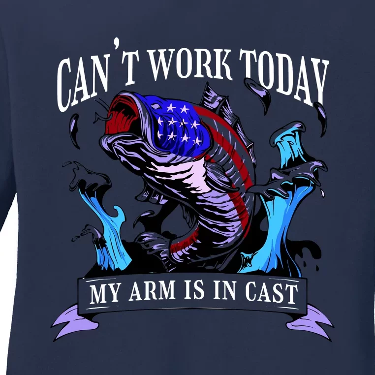 My Arm Is In A Cast Fishing USA Ladies Long Sleeve Shirt