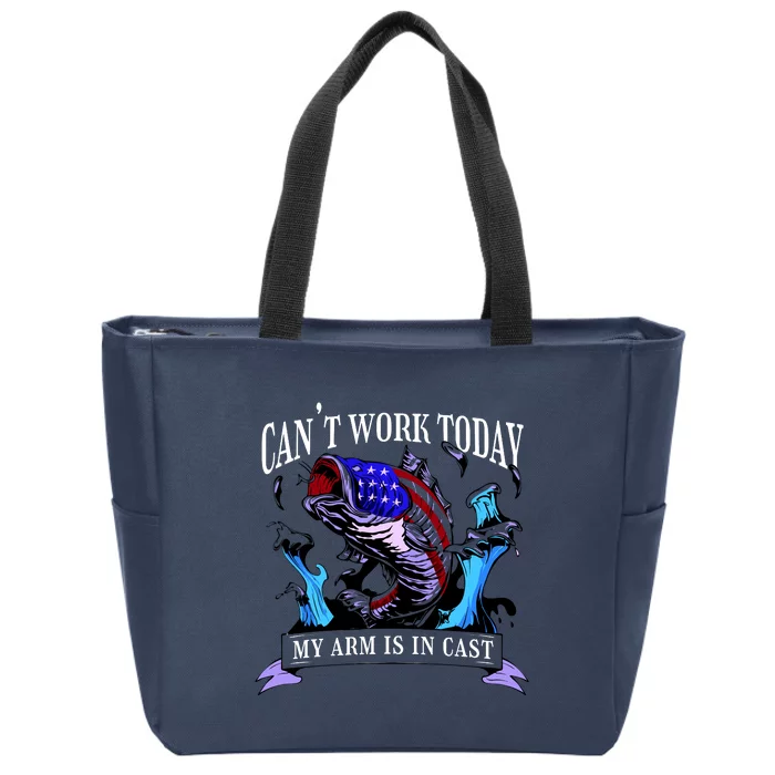 My Arm Is In A Cast Fishing USA Zip Tote Bag