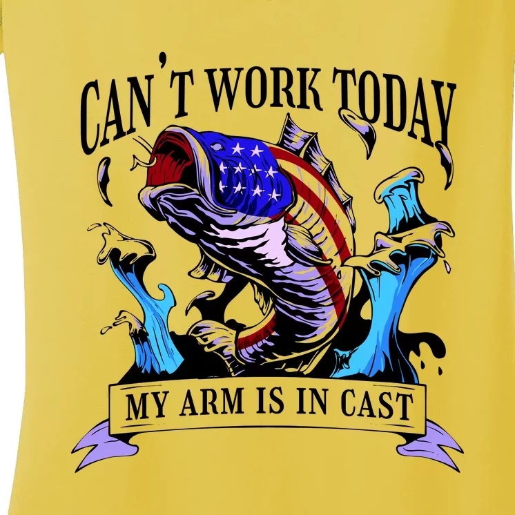 My Arm Is In A Cast Fishing USA Women's V-Neck T-Shirt