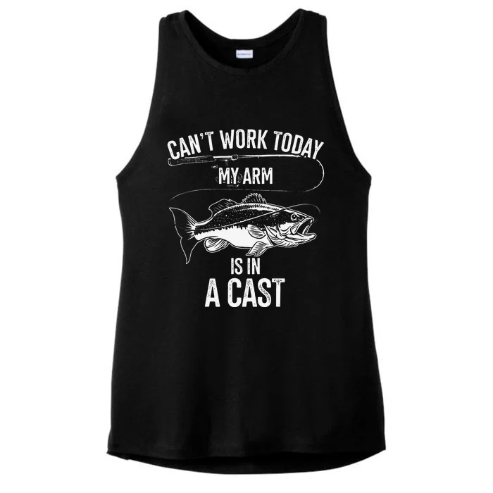 My Arm Is In A Cast Fishing Enthusiasts Fishing Themed Gift Ladies Tri-Blend Wicking Tank