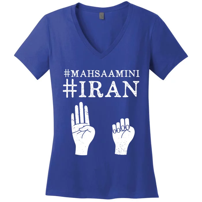 Mahsa Amini Iran #MAHSAAMINI Women's V-Neck T-Shirt