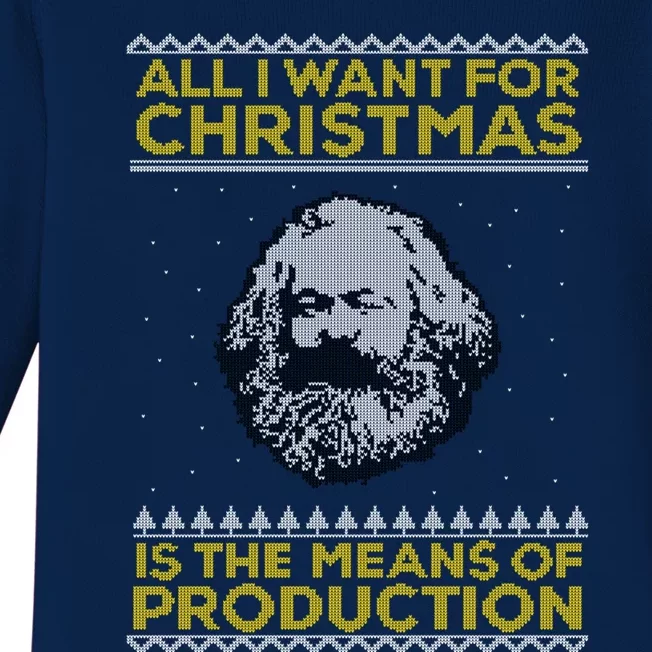 Marx All I Want For Christmas Is The Means Of Production Gift Baby Long Sleeve Bodysuit