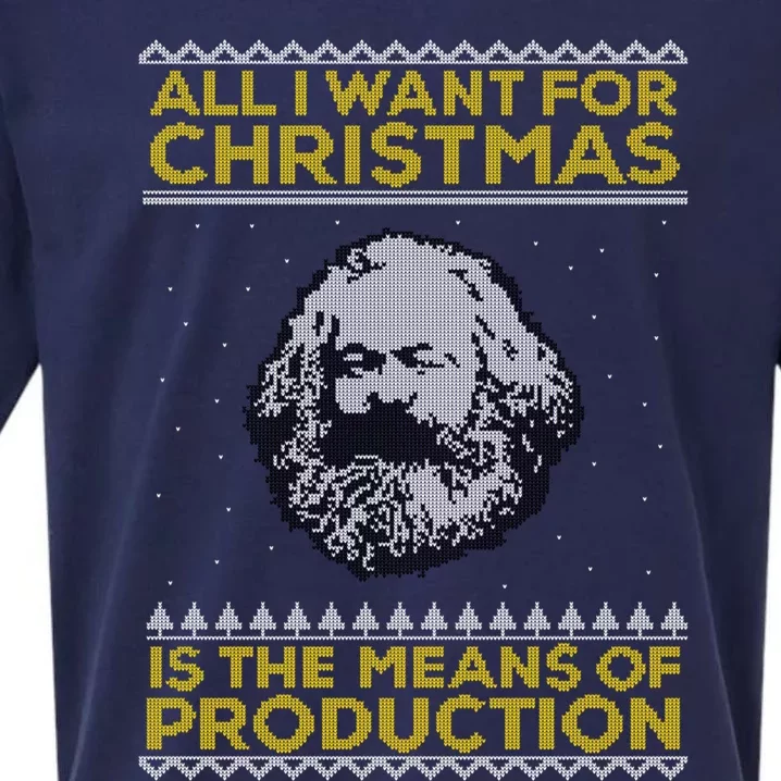 Marx All I Want For Christmas Is The Means Of Production Gift Sueded Cloud Jersey T-Shirt