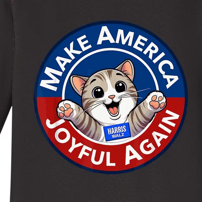 Make America Joyful Again Harris Wall 2024 Cat Lady Baby Long Sleeve Bodysuit