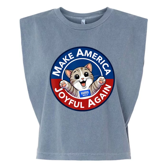 Make America Joyful Again Harris Wall 2024 Cat Lady Garment-Dyed Women's Muscle Tee