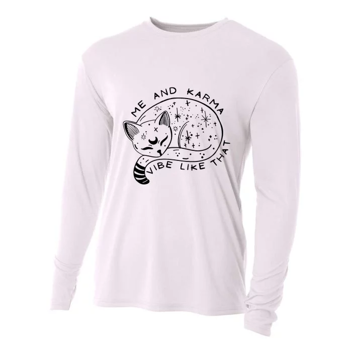 Me And Karma Vibe Like That Funny Lazy Cat Cooling Performance Long Sleeve Crew