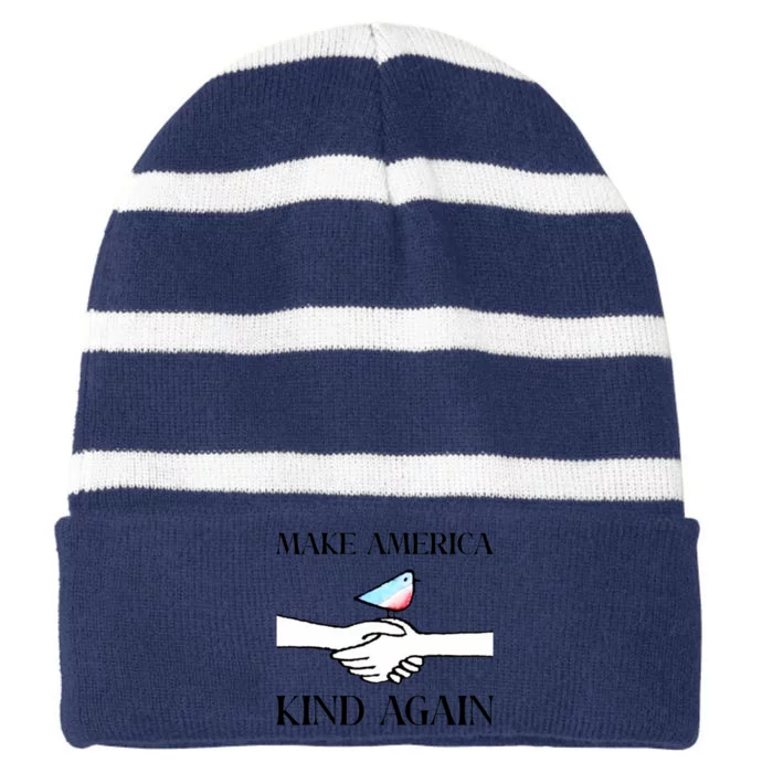 Make America Kind Again Striped Beanie with Solid Band