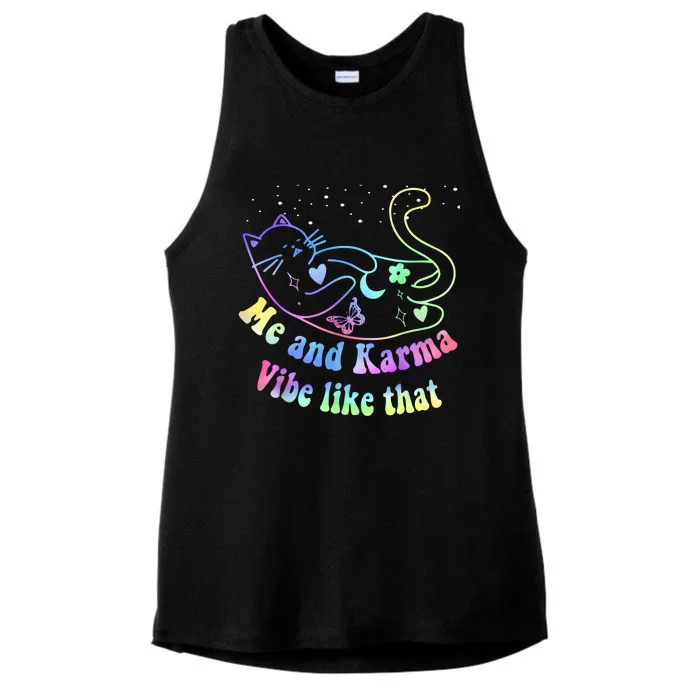 Me And Karma Vibe Like That Lazy Cat Lover Design Ladies Tri-Blend Wicking Tank