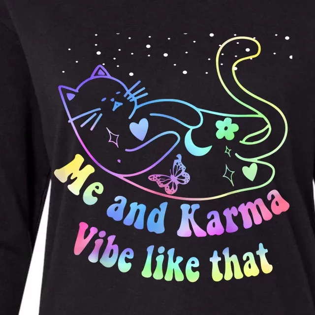 Me And Karma Vibe Like That Lazy Cat Lover Design Womens Cotton Relaxed Long Sleeve T-Shirt