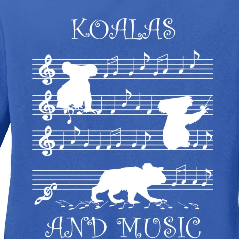 Music And Koalas Eucalyptus Tree Koala Bear Cute Gift Ladies Long Sleeve Shirt