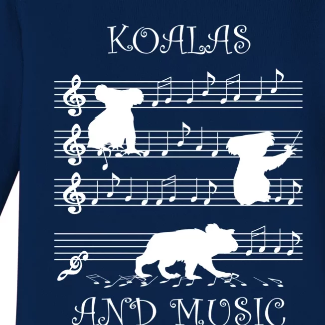 Music And Koalas Eucalyptus Tree Koala Bear Cute Gift Baby Long Sleeve Bodysuit