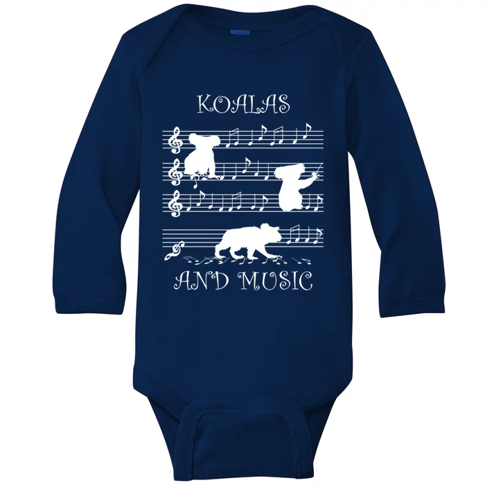 Music And Koalas Eucalyptus Tree Koala Bear Cute Gift Baby Long Sleeve Bodysuit