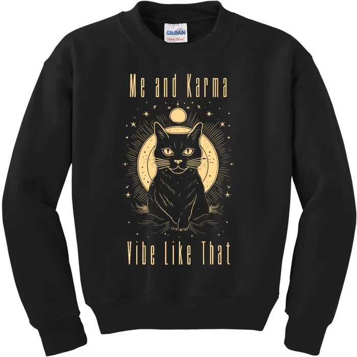 Me And Karma Vibe Like That Cat Lover Kids Sweatshirt