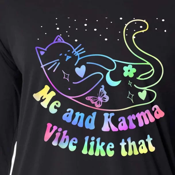 Me And Karma Vibe Like That Lazy Cat Lover Design Cooling Performance Long Sleeve Crew